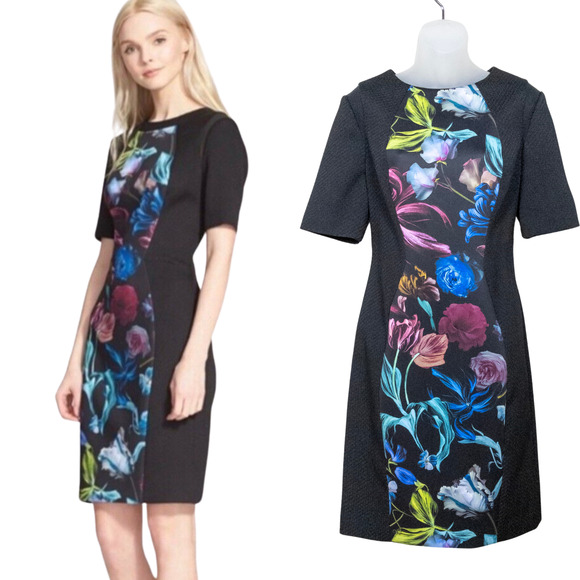 TED BAKER London Abade Panel Sheath Dress Midnight Bloom size 4 new w tag - Picture 1 of 7